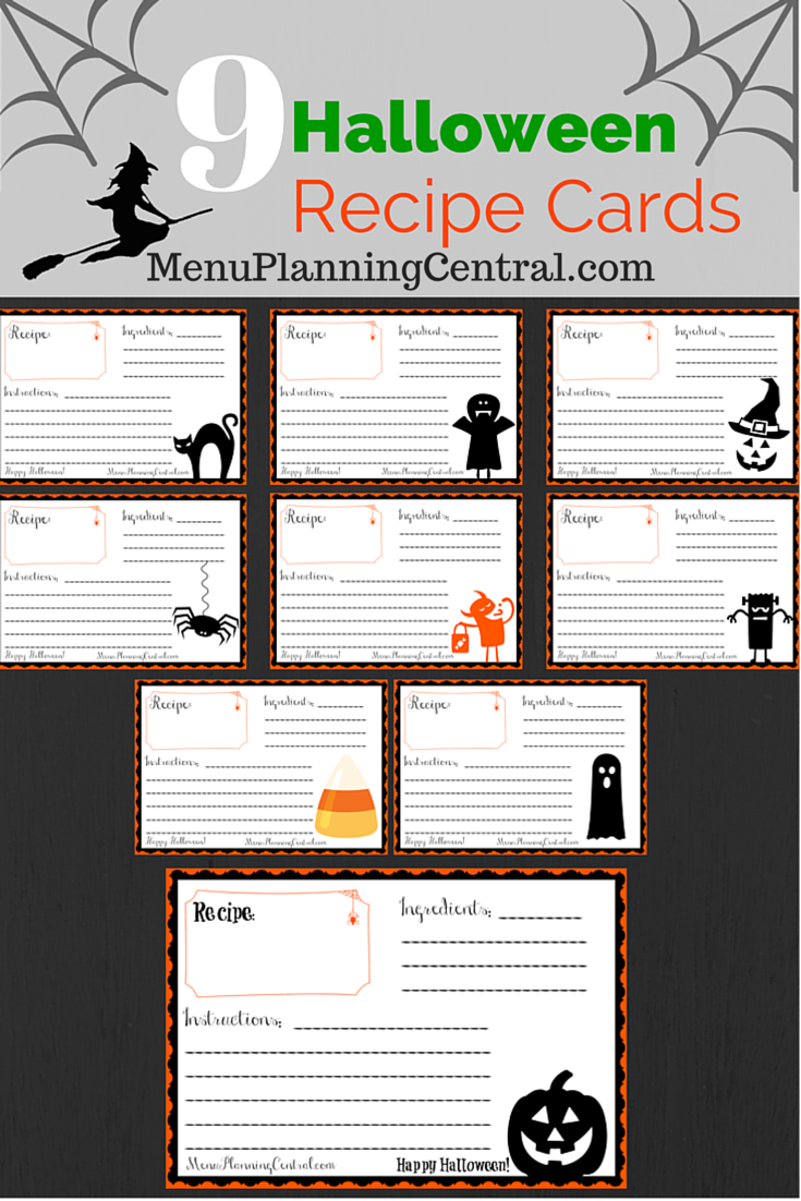 free printable Halloween recipe cards