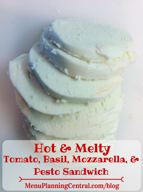 Hot & Melty Tomato, Basil, Mozzarella, & Pesto Sandwich