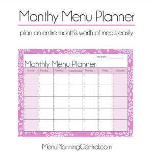 Monthly Menu Planner preview