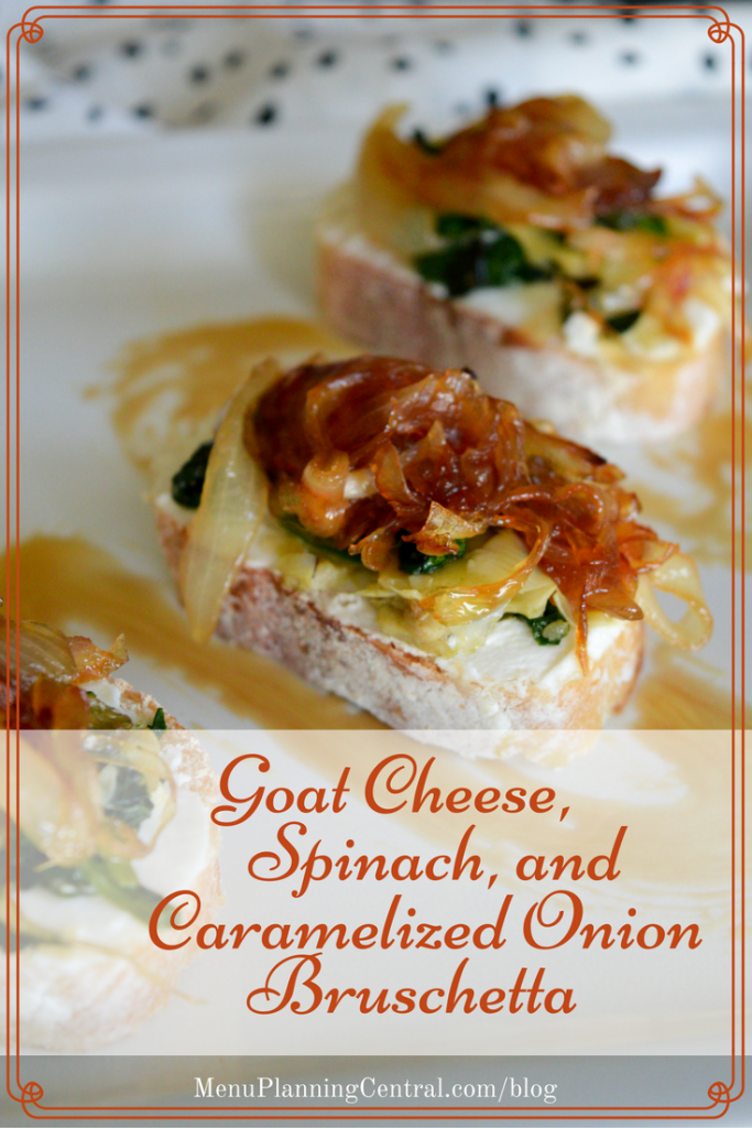 Goat Cheese, Spinach, and Caramelized Onion Bruschetta
